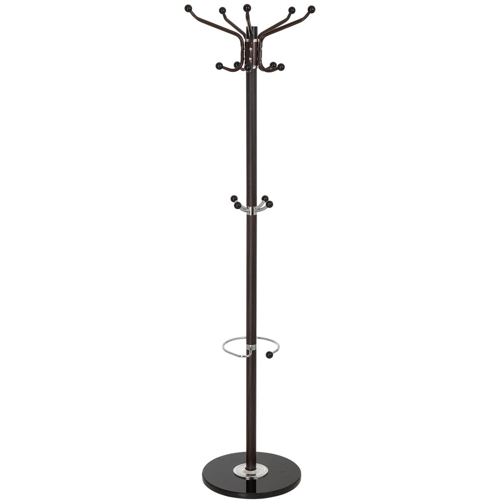 Perchero de metal marron con paraguero y 5 ganchos D36X172h cm
