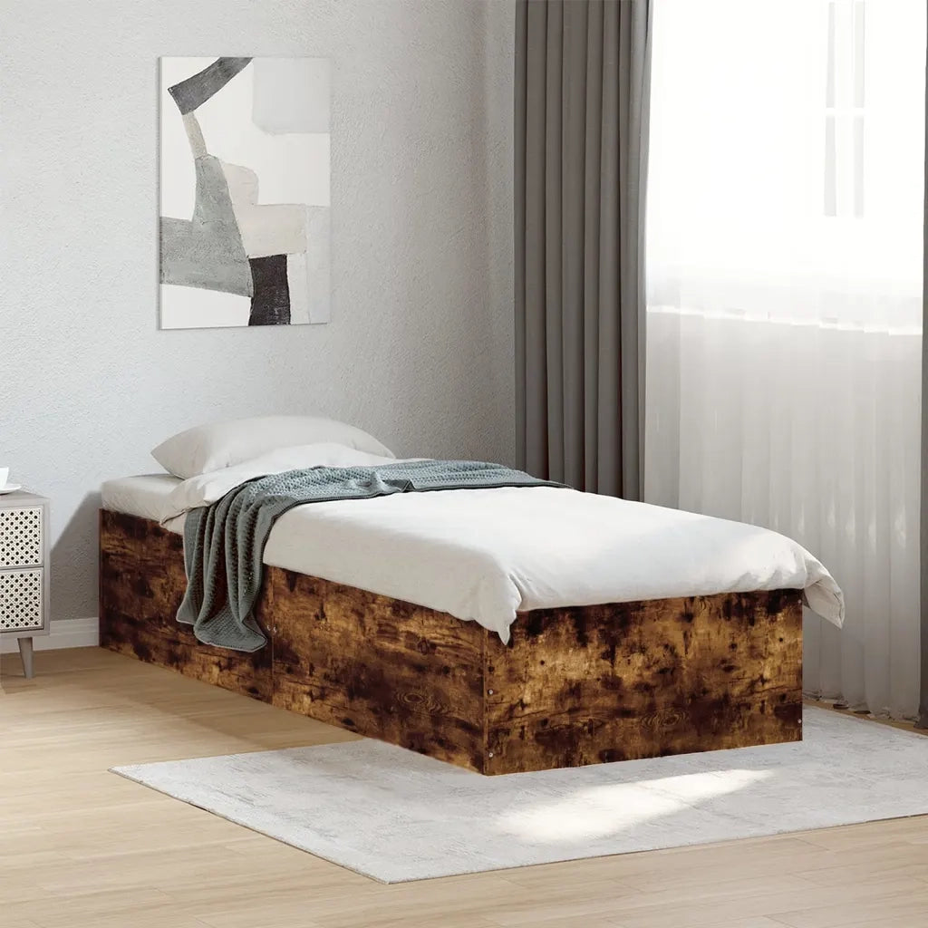 Giroletto-Struttura Letto Rovere Fumo 100x200 cm in Legno Multistrato 502202