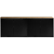Mobile Sottolavabo Doppio NEWPORT da Parete con 4 Ante e Ripiano 160x60x40 cm - Nero/Effetto Rovere [en.casa]