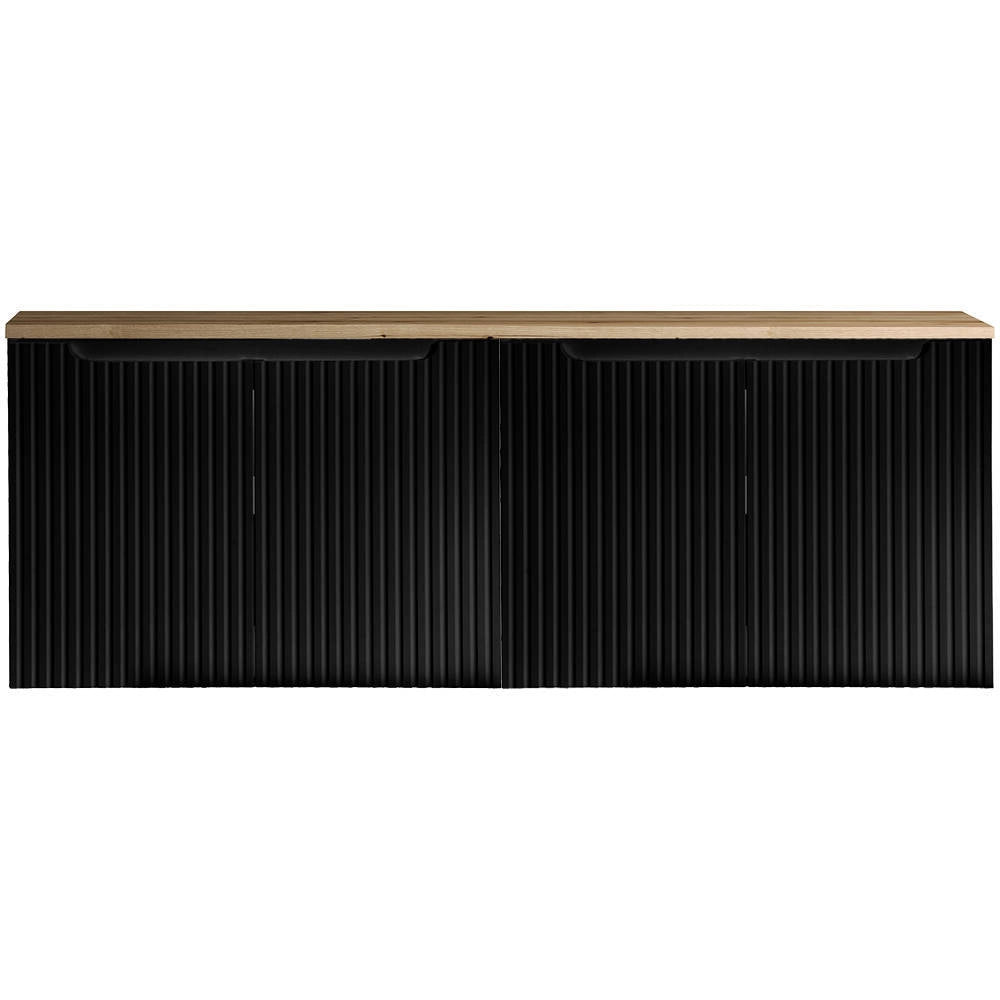 Mobile Sottolavabo Doppio NEWPORT da Parete con 4 Ante e Ripiano 160x60x40 cm - Nero/Effetto Rovere [en.casa]