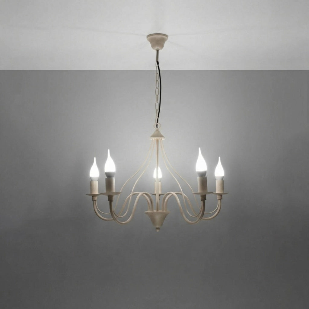 Lampadario sospeso a candela taupe 5xE14 VICTORIA Pure Lume