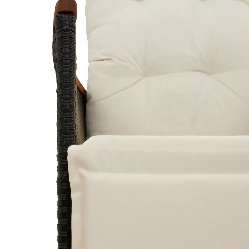 vidaXL Set da Bistrò da Giardino 7 pz con Cuscini Nero in Polyrattan