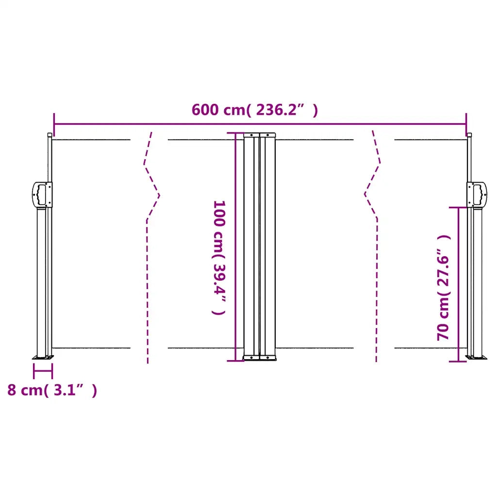 Tenda da Sole Laterale Retrattile Marrone 100x600 cm 4004584
