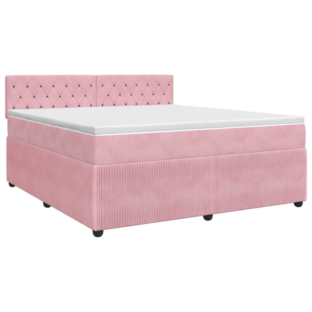 Letto box spring con materasso Rosa 180 x 200 cm Velluto 3451726