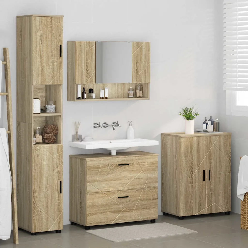 vidaXL Set di mobili per il bagno 4 pcs rovere sonoma 30 x 35 x 192 cm