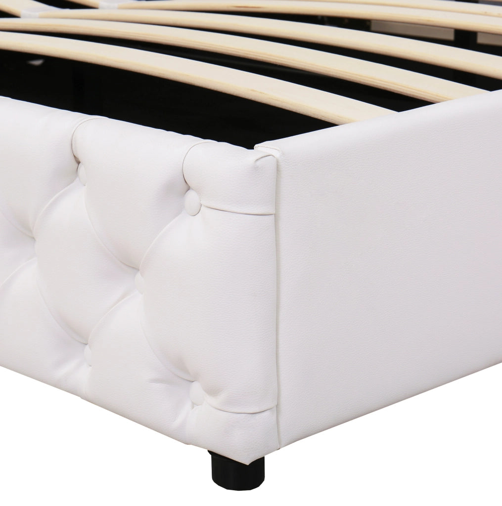 Letto imbottito matrimoniale 180x200 cm in PU bianco con contenitore e LED