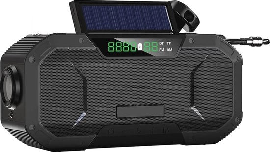 Radio multifunzione per emergenze con Bluetooth, orologio solare e torcia LED per campeggio e escursioni