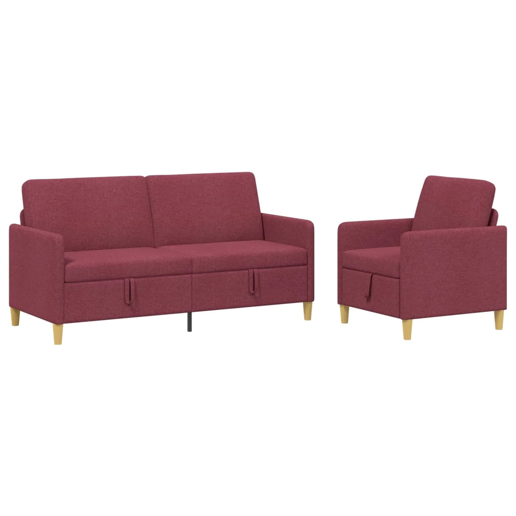 Set di Divani con Storage 2 pcs Rosso Vino Poliestere 3429207