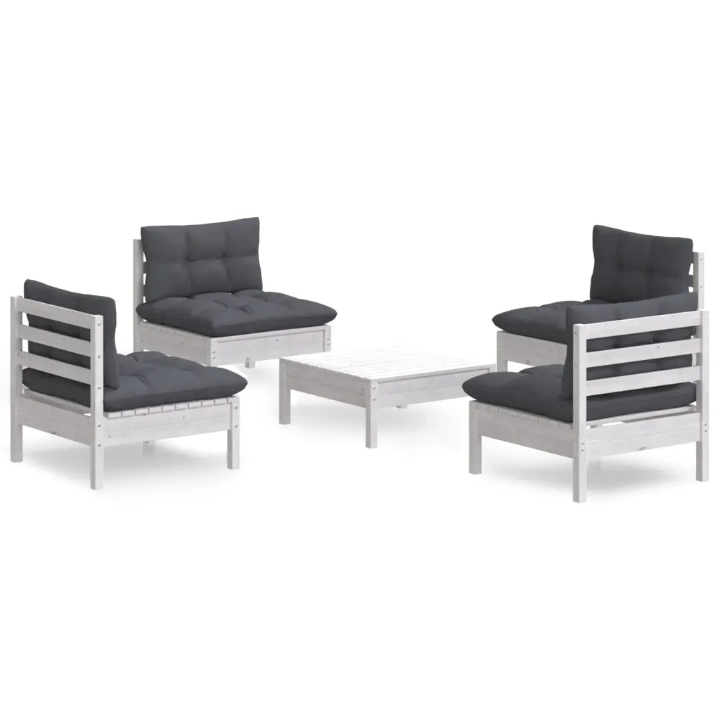 Set Divani da Giardino 5 pz con Cuscini Antracite Legno di Pinocod mxl 121438