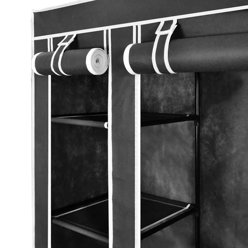 Armadio in Tessuto con Scomparti e Aste 45x150x176 cm Nero CFW8663027