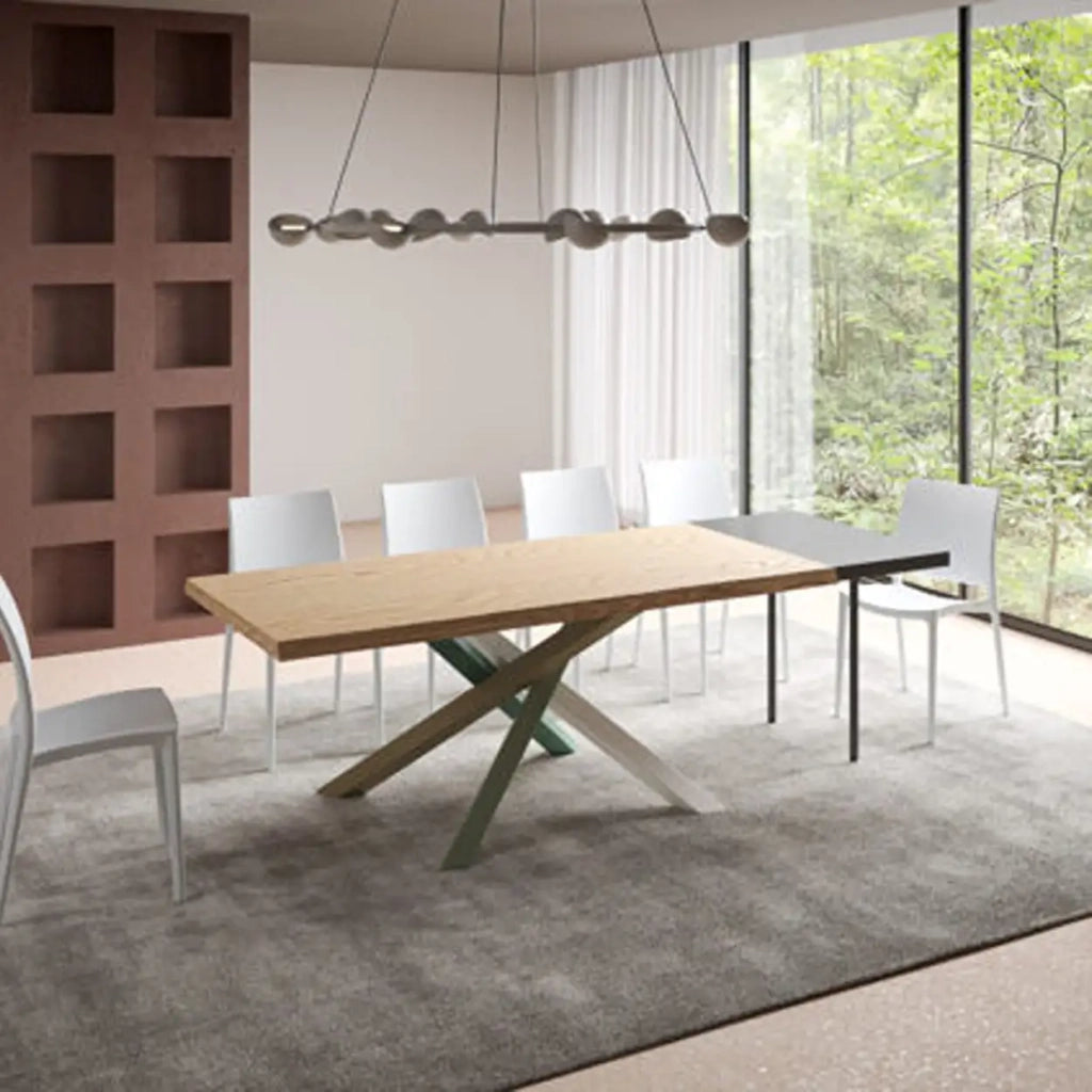 Tavolo allungabile 200/300x90 cm Versalux rovere scortecciato gambe multicolore 4/A