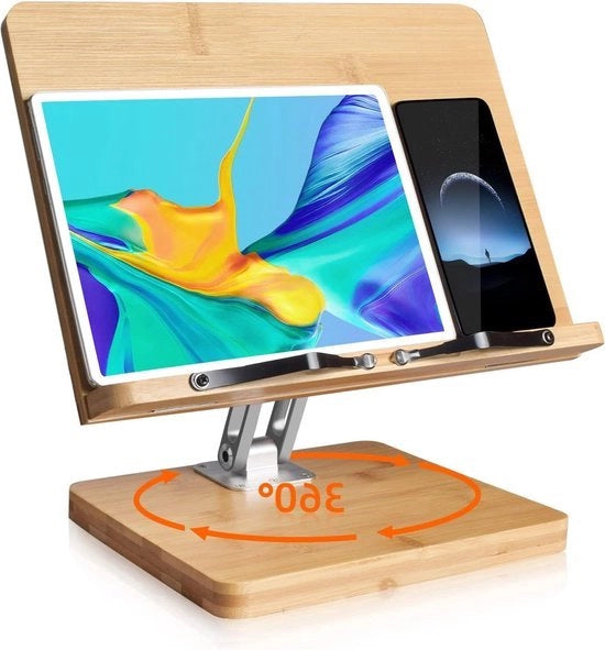 Supporto per libro 360 gradi girevole, regolabile in altezza multipla - Supporto per libri e riviste per bambini, libro di ricette, rivista per tablet e iPad