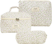 Set di 3 Borse di Trucco con Stampo Fiorale per Donne e Viaggi