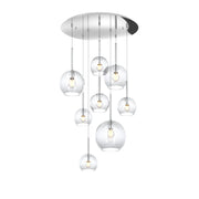 Lampadario Contemporaneo Future Metallo Cromo Vetro Mix Trasparente 8 Luci E27