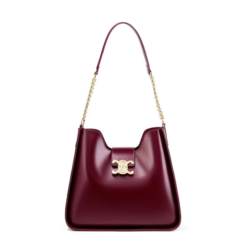 Borsa a tracolla da donna in vera pelle, colore rosso