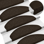 Tappetini per scale autoadesivi 5 pz 65x21x4 cm marrone scuro semicircolari grandi 149710