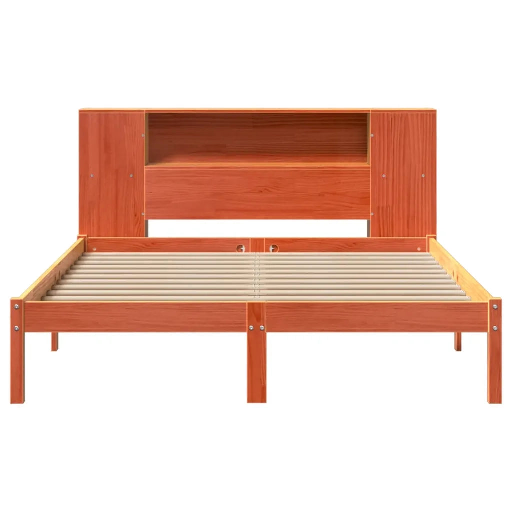 Letto Libreria senza Materasso Marrone Cera 150x200 cm in Pino 3321555