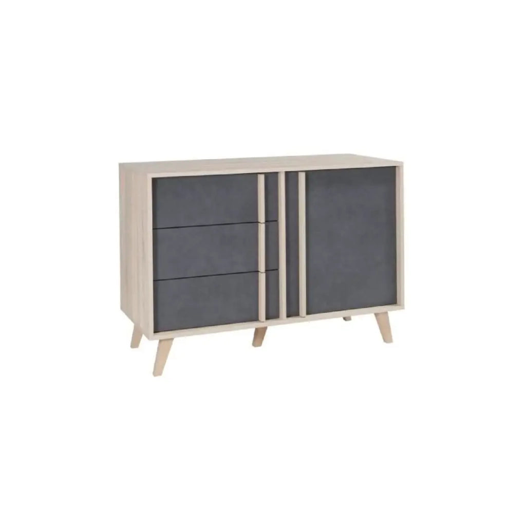 Credenza buffet modello piccolo MALMO in rovere chiaro e grigio cemento
