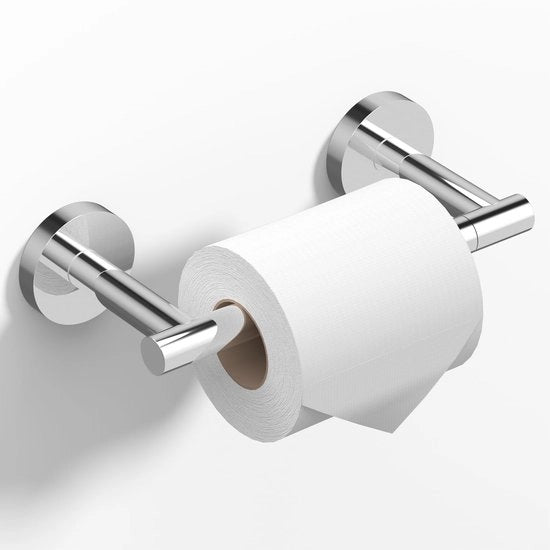Supporto per carta igienica in acciaio inox, sistema di rotazione a doppia staffa, supporto per carta igienica WC, supporto per carta igienica per bagno e cucina