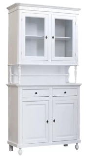 Cristalliera arte povera 2 porte in legno shabby bianco 104x43x205 (1189) - Mobili 2G
