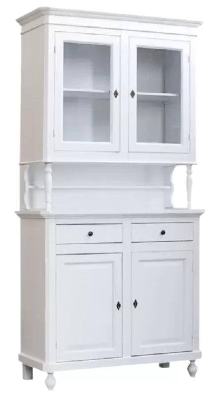Cristalliera arte povera 2 porte in legno shabby bianco 104x43x205 (1189) - Mobili 2G