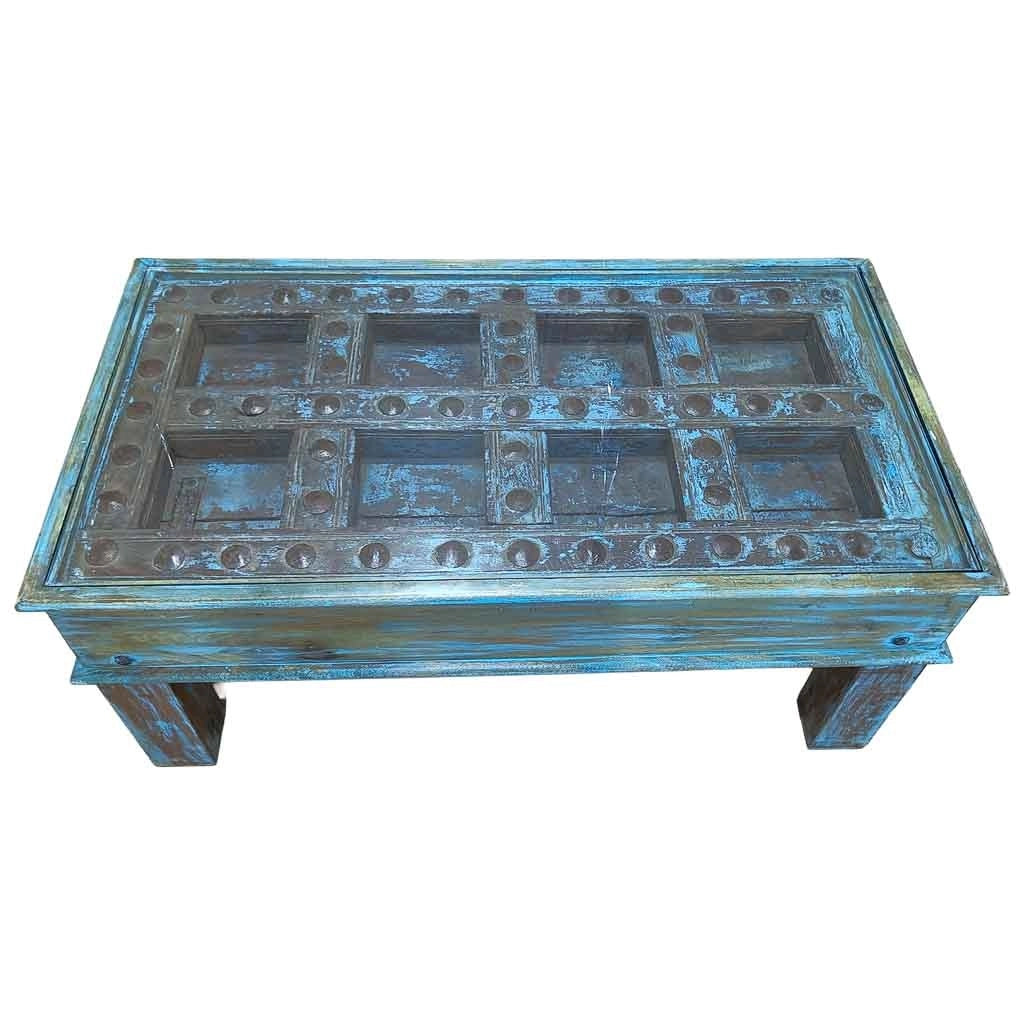 Tavolino da caffè in legno fatto a mano 107x57x45h cm