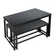 SET TAVOLO CON 2 PANCHE IN LEGNO120X60X74 CM NERO