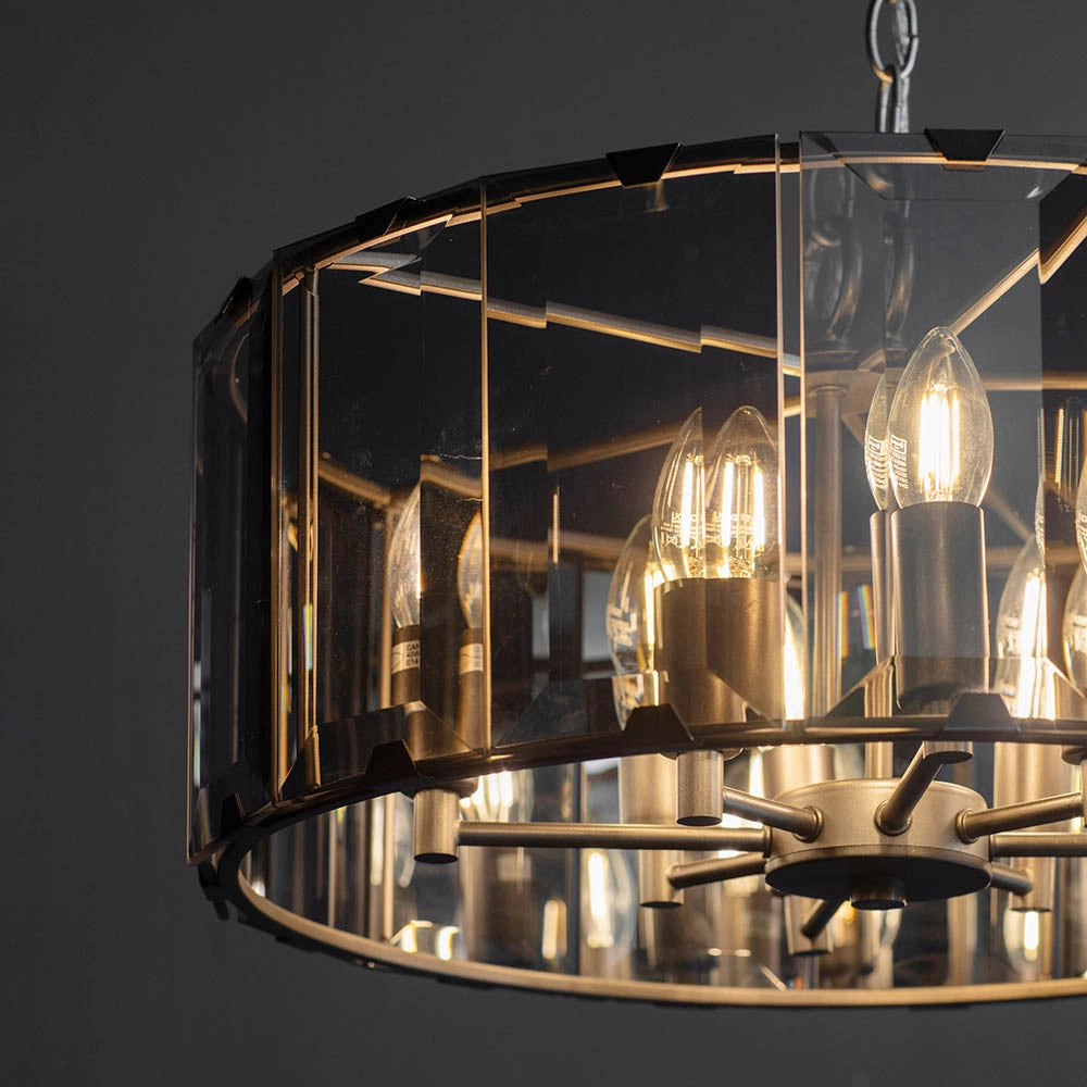 Lampadario Clooney Endon vetro fumé 8xE14 grigio ardesia