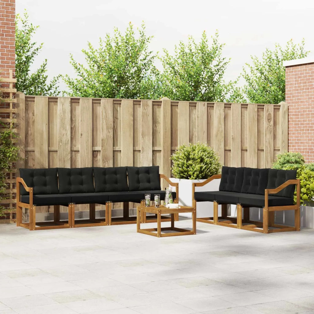 Set di divani da esterno con cuscino 8 pcs Naturale e Nero