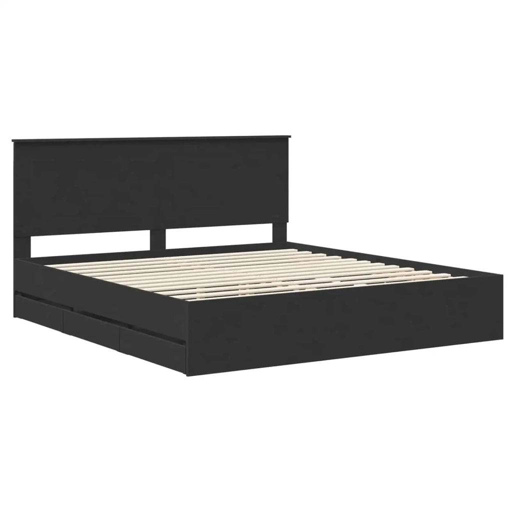 Struttura del letto Nero 200 x 200 cm Legno Ingegnerizzato