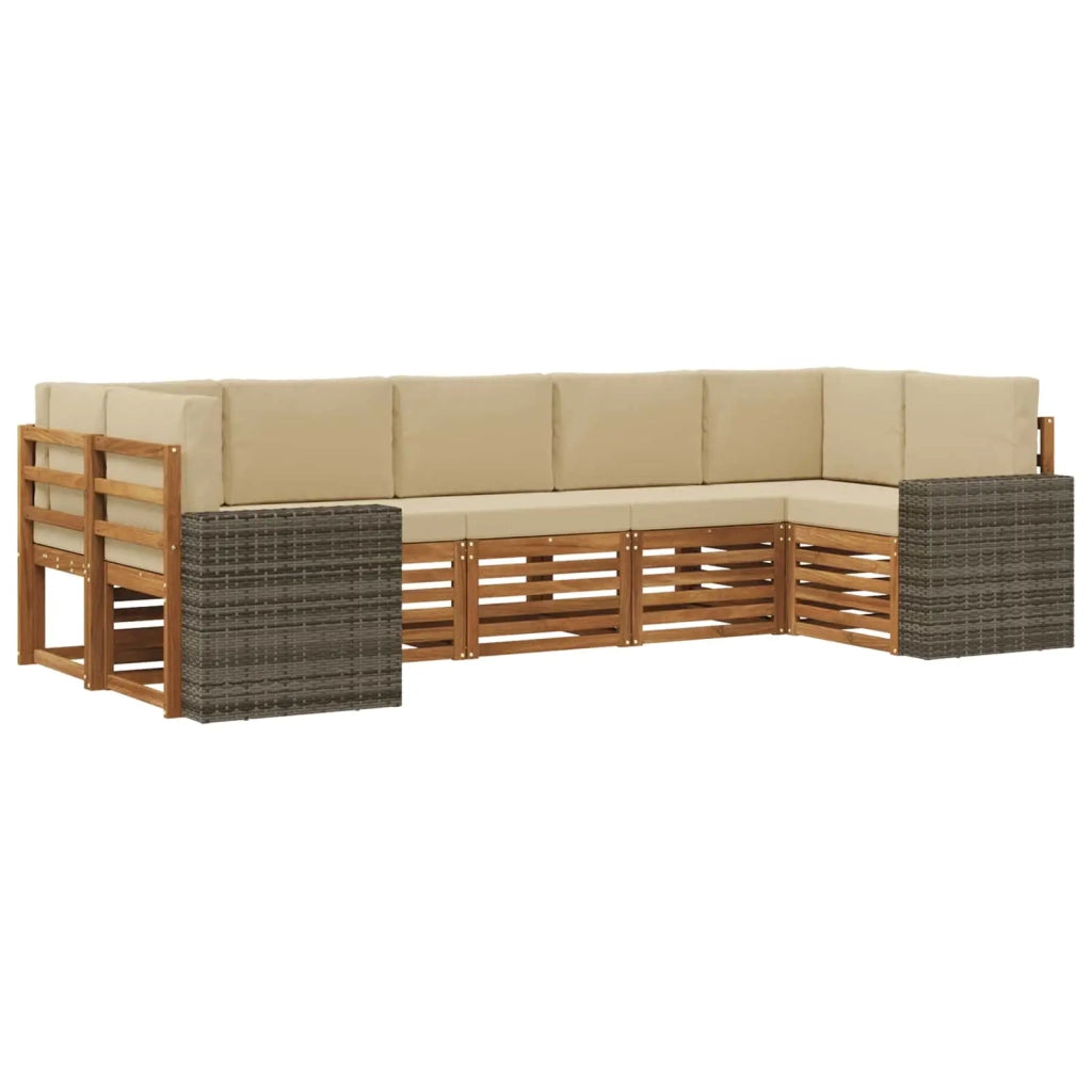 Set divano sezionale 7 pcs Naturale e Beige Poliestere