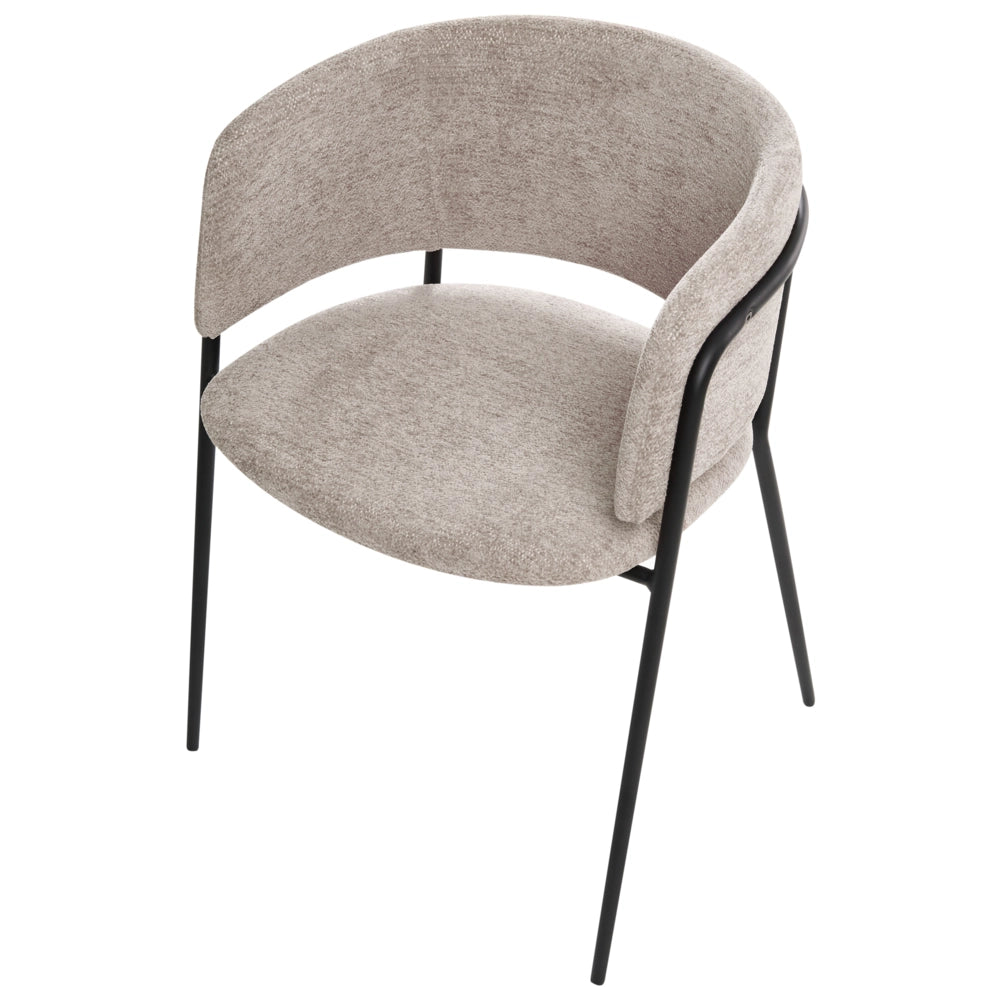 Set di 2 sedie da pranzo imbottite tortora braccioli Design moderno Base in metallo stile moderno