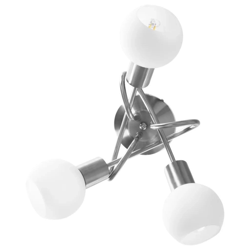 Lampadario Paralume in Ceramica a Coppa Bianco 3 Lampadine E14 289228