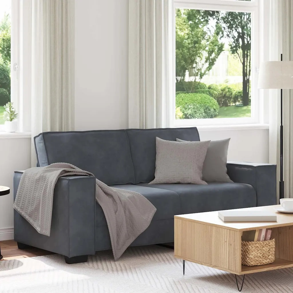 vidaXL Divano a 2 Posti grigio scuro140 cm in Velluto