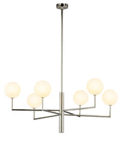 Lampadario moderno nichel 6 luci sfere vetro FEME Jupiter