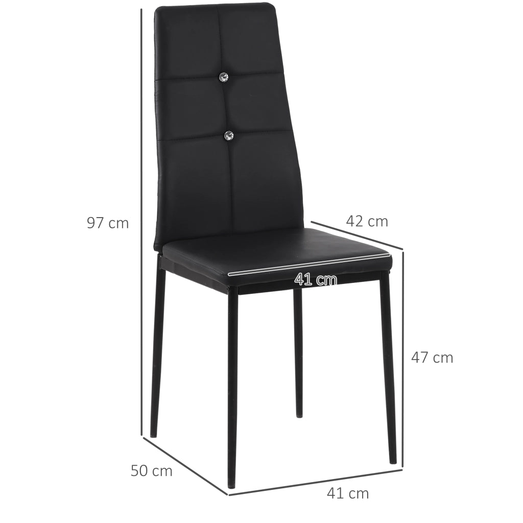 Set di 6 Sedie da Pranzo Imbottite in Ecopelle con Schienale Alto e Gambe in Metallo ¨C Minimal ¨C Nero