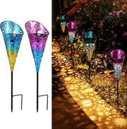Set di lampade solari metalliche con base per esterno - imballaggio da 2 pezzi lampade solari IP65 impermeabili per giardino, prato e terrazza