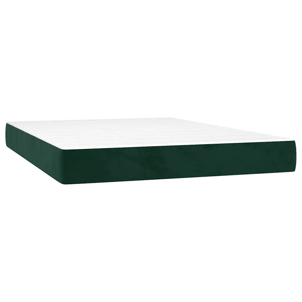 Letto a Molle con Materasso e LED Verde Scuro 140x190cm Velluto 3136362