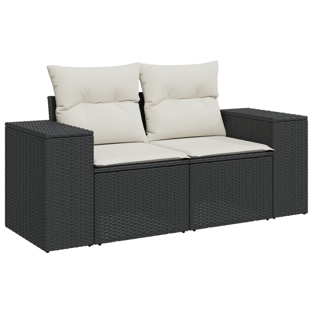 Set Divano da Giardino 6 pz con Cuscini Nero in Polyrattan 3222555