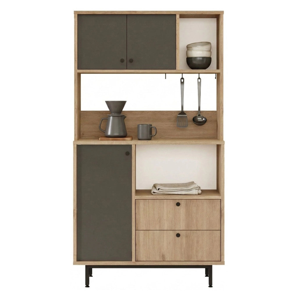 Madia Paratico, Credenza 5 Ripiani, 88x36x161h cm Marrone Rovere