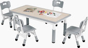 Set da bambino con seggiolini - Set di tavolo per bambini multifunzionale - Tavolo per bambini con 4 seggiolini - Tavolo per bambini in altezza regolabile