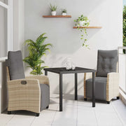 Set da Pranzo per Giardino con cuscino 3 pcs Beige polyrattan 3380449