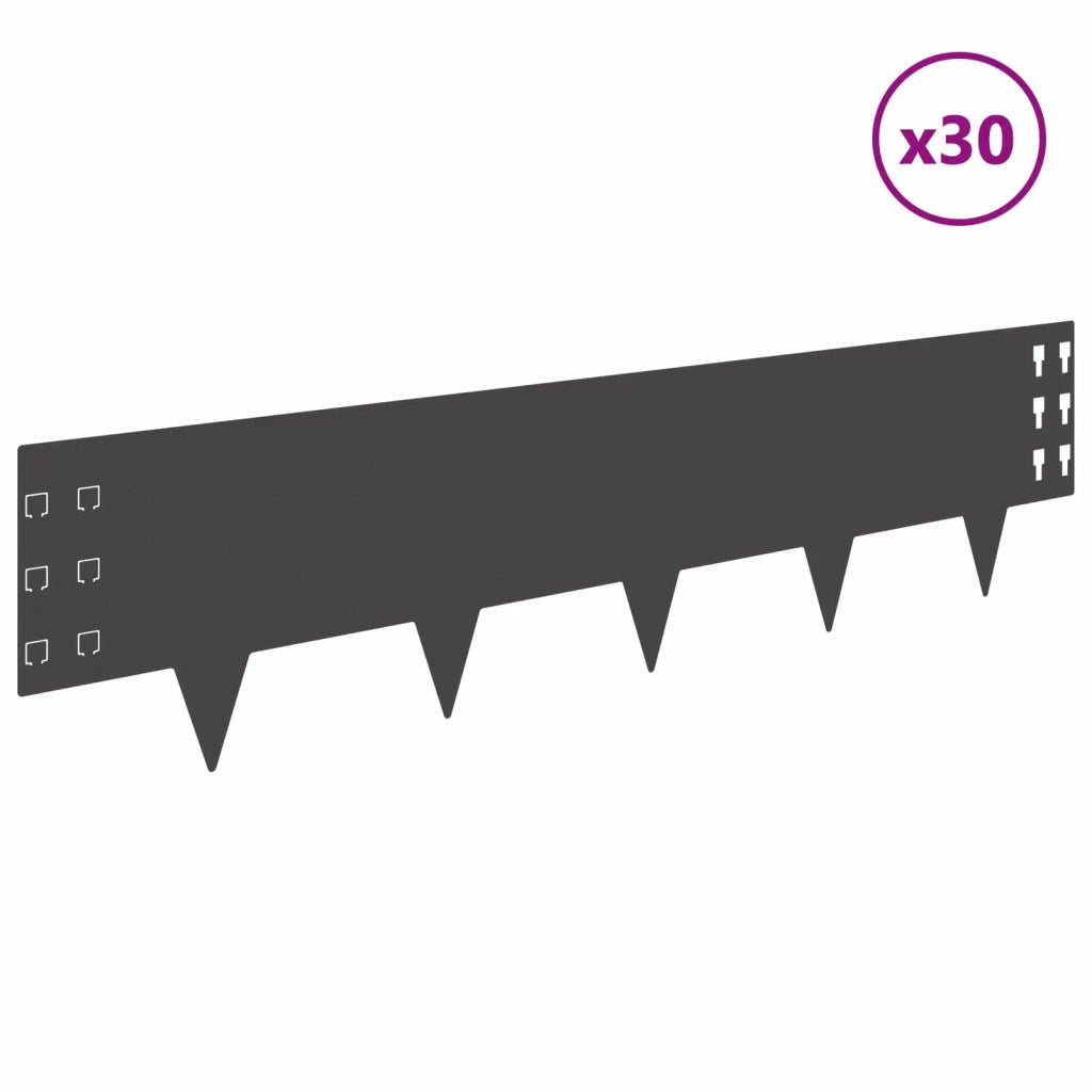 Bordura per Prato 30 pcs 100 x 25 cm Acciaio Nero 8008604