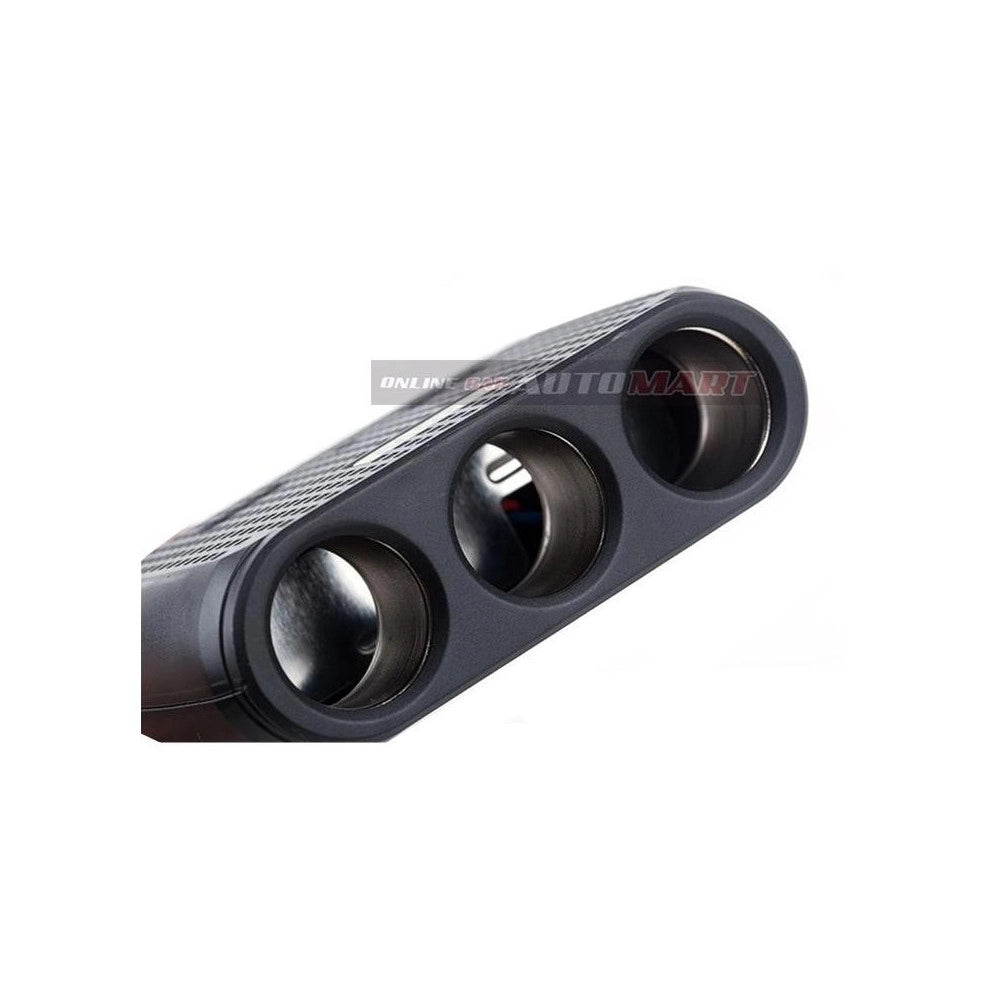 Trade Shop - Sdoppiatore Adattatore 3 Accendisigari Triplo + 2 Usb 120w Auto Camper Barca Multicaricatore -