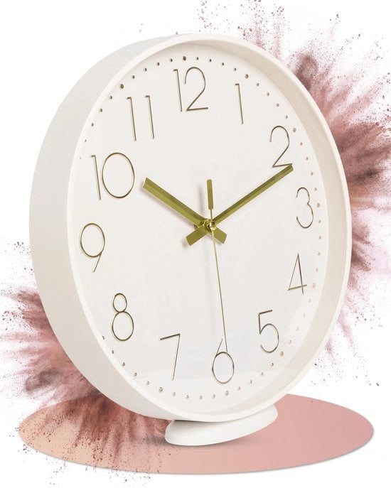 Orologio da Parete Beige - Regolabile - 20 cm - Silenzioso - Stile Classico e Moderno - Senza Suoni di Tacco - Adatto per Salotto, Ufficio, ecc.