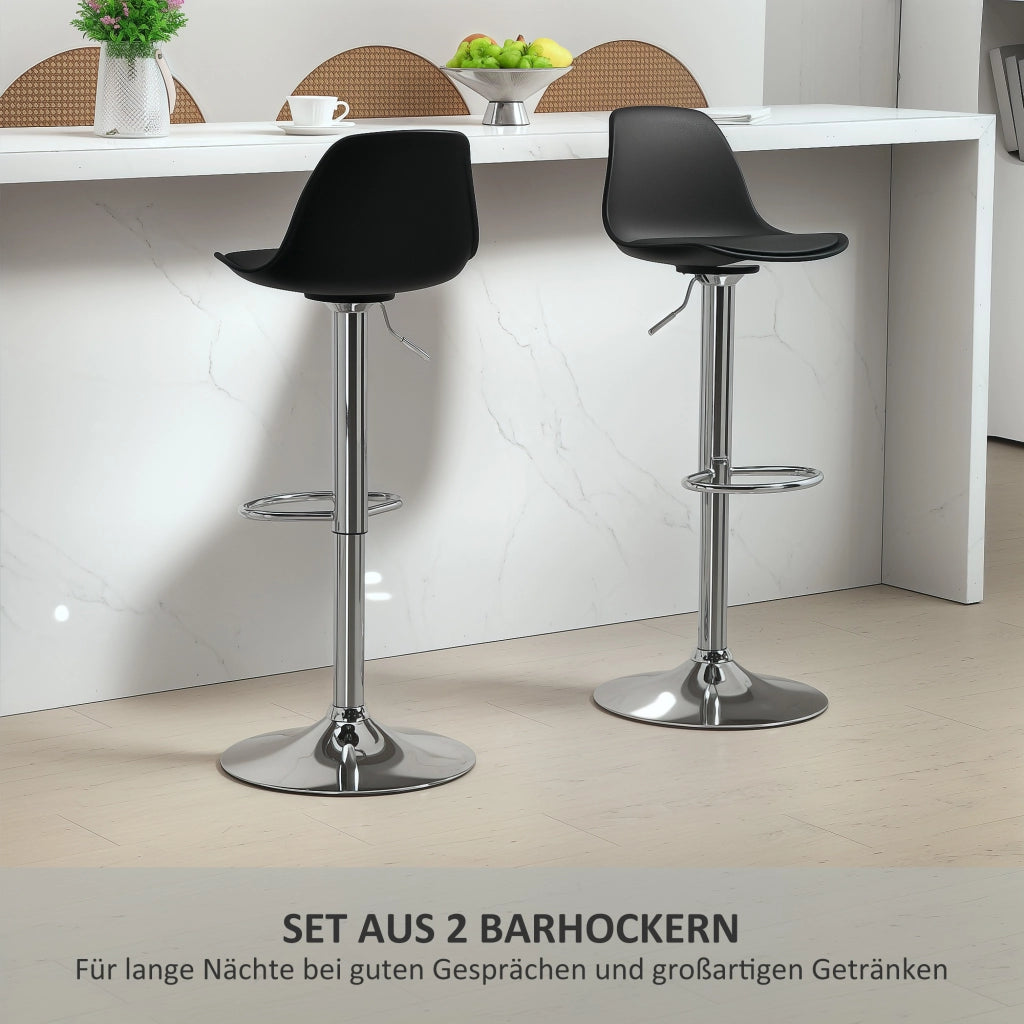 Set di 2 sgabelli da bar girevoli con schienale ¨C zephmum ¨C nero, altezza regolabile 82-104 cm