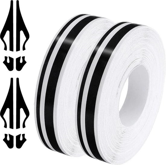 Strisce auto per decorazione 98 m di strisce laterali - adesivo auto autoadesivo - nastro per pinstriping auto - auto, motocicli, barche, strumenti musicali - DIY - 2 in 1 (5 mm + 2 mm) nero.