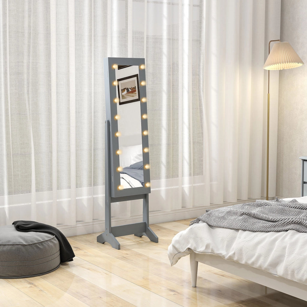 Armadio Joyero con Luci LED e Specchio a Pieno ¨C zephmum ¨C Grigio