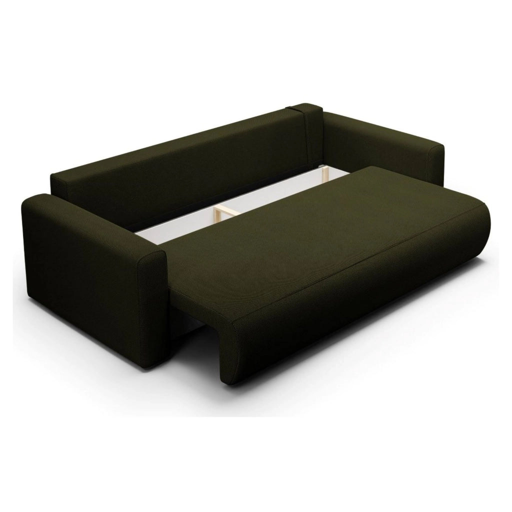Erbezzo, Divano Letto 2 Posti Contenitore, 240x105 cm Verde