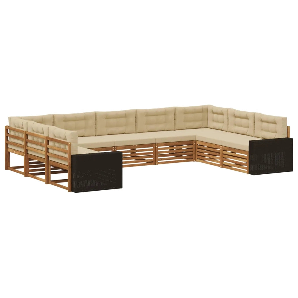Set di divani da esterno 9 pz Naturale e Beige 3383846